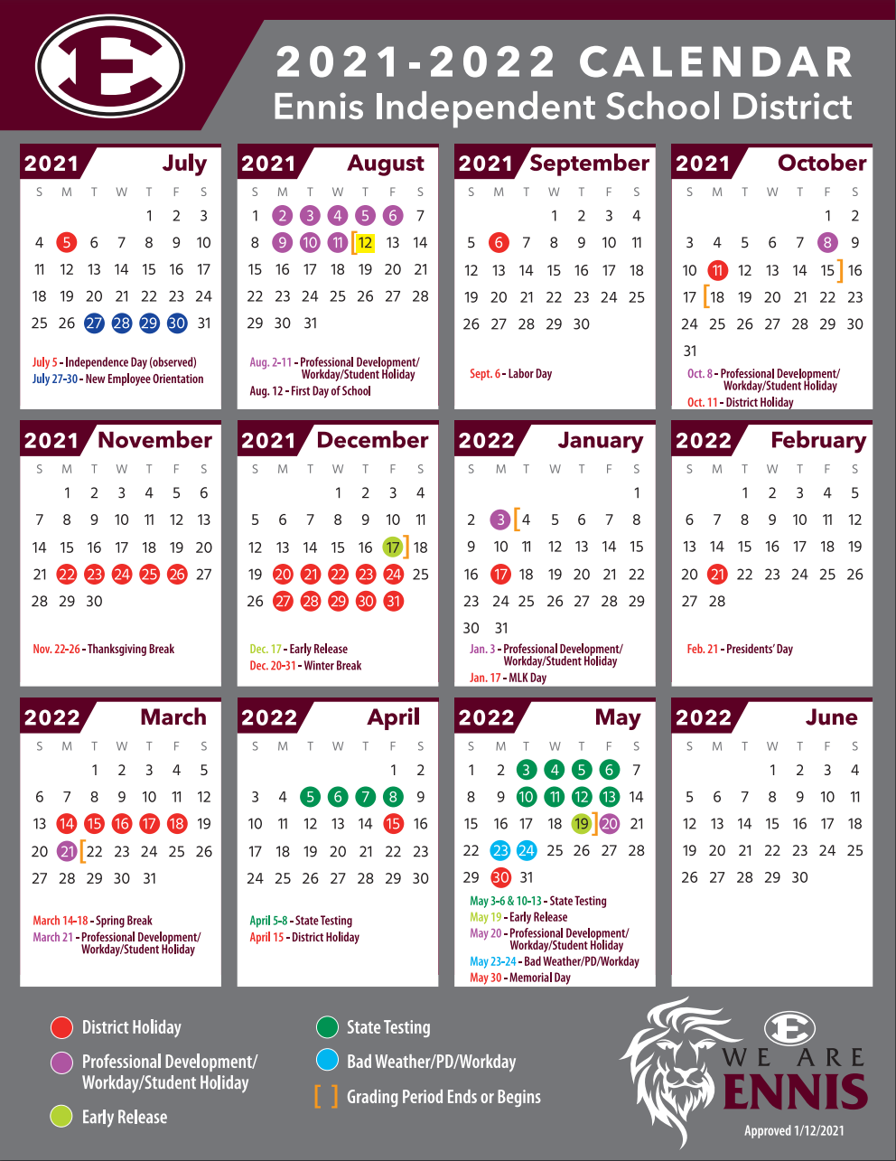 Ennis Independent School District Calendar 20242025